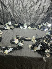 Halloween Tinsel Black With Silver Ghost 12 Ft Garland
