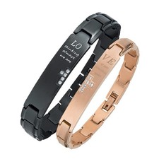 Wolentty Couples Distance Bracelets Love Matching Medium, Black/Silver
