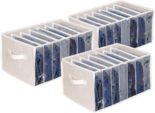 Jean Organizers for Closet Wardrobe Clothes Organizer, Beige, 3 Pack 7 Grids D