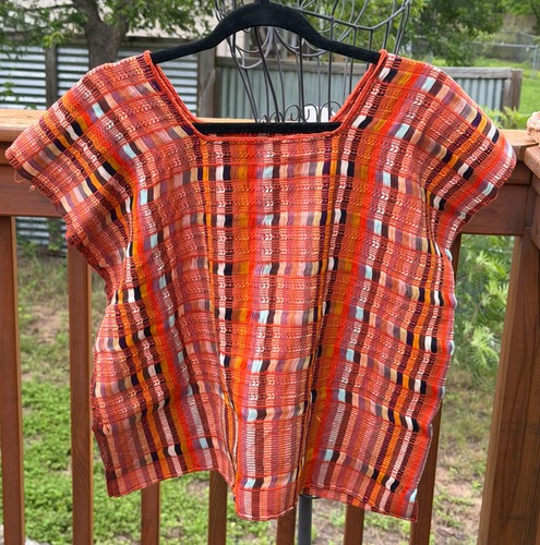 Vintage Guatemalan Huipil Blouse Hand Woven Shirt