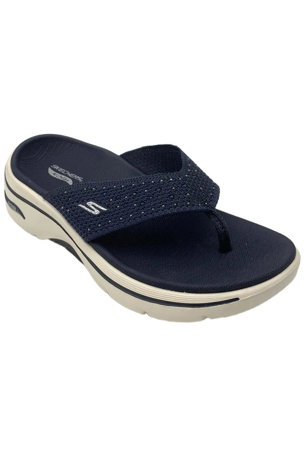 Skechers Womens GO WALK Arch Fit 20 Rhinestone Thong Sandals Navy 7790₽