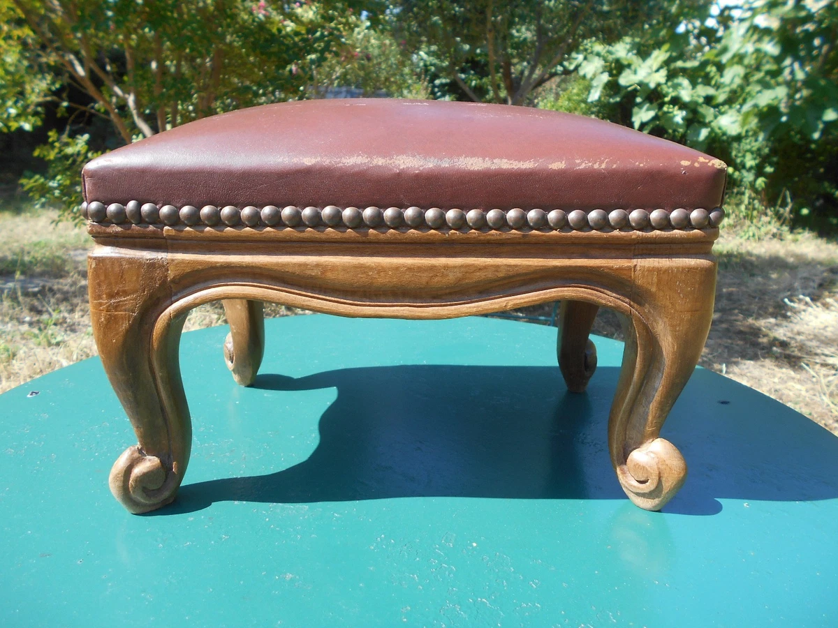 Repose-pieds Ancien En Bois – Tabouret Art Populaire, Fait Main H19cm