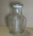 Vintage Anchor Hocking Ribbed Beehive Glass Juice Water Pitcher Carafe w/ lid