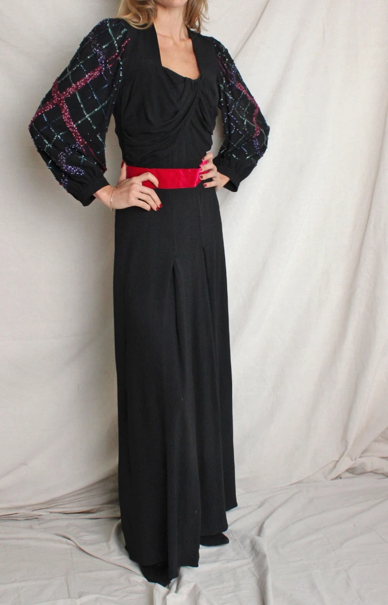 black dress for women traditional Odette Black Embroidered Art Silk Unstitched Gown For Women