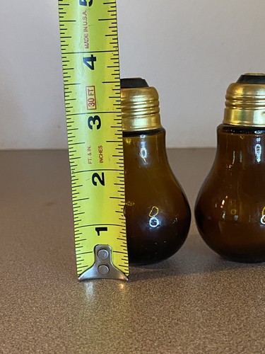 Vintage Brown Lightbulb-shaped Salt & Pepper Shakers - Made in Hong Kong - Picture 3 of 5