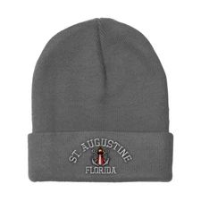 Beanies for Men Anchor St Augustine Lighthouse Fl Embroidery Acrylic Skull Cap