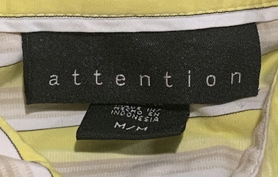 Camisa de manga larga con botones a rayas amarillas Attention para mujer - talla mediana Foto 3 de 3