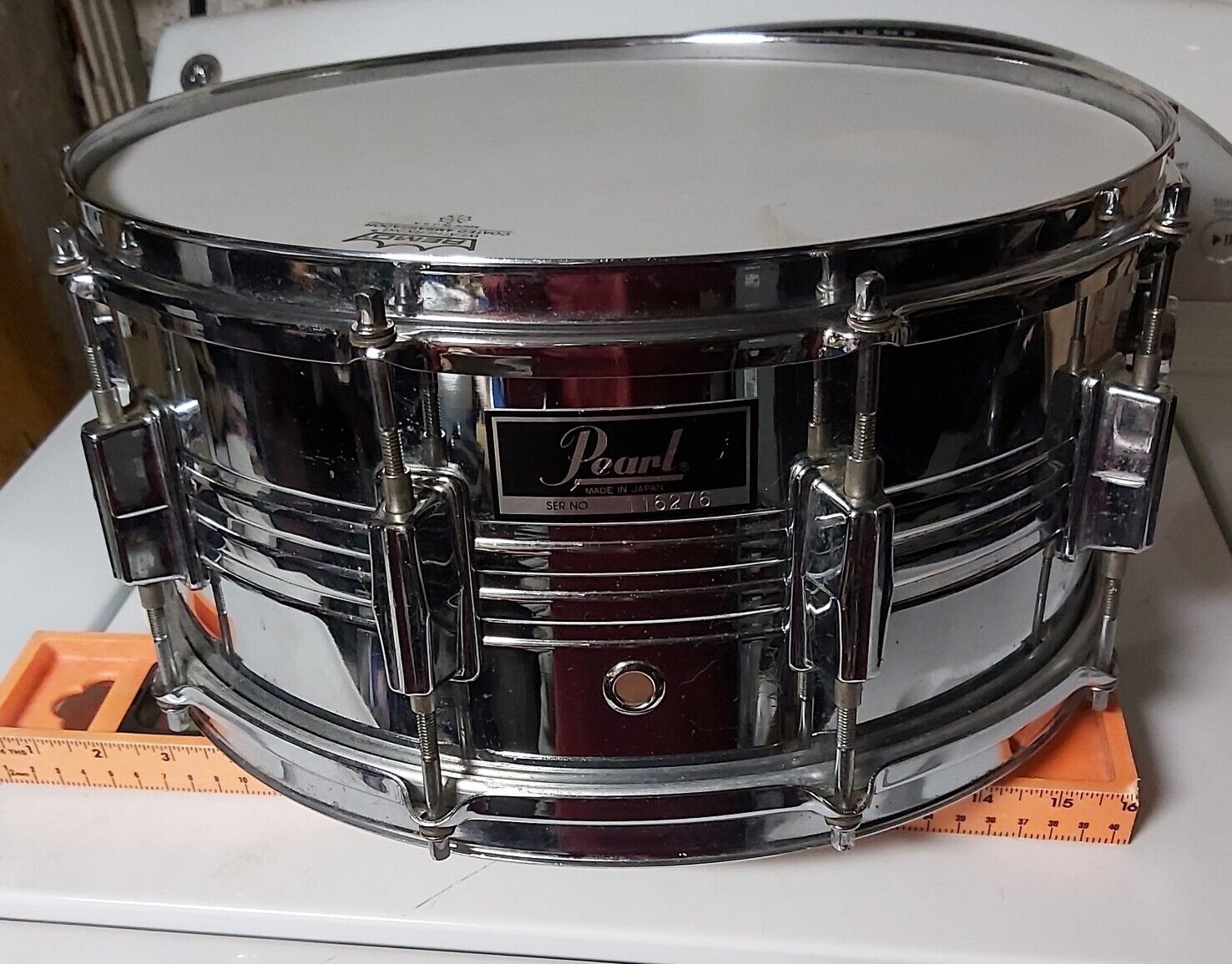 Pearl パールクロームオーバーブラススネア B-414D 14×6.5希少！-