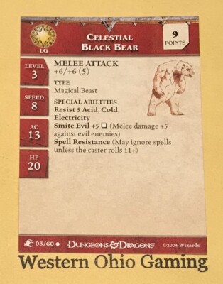 D&D Miniatures Celestial Black Bear #03 STAT CARD ONLY USED Aberrations ...