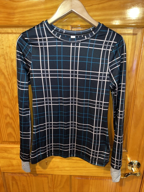 lole born in montreal long sleeve crew neck check sweatshirt