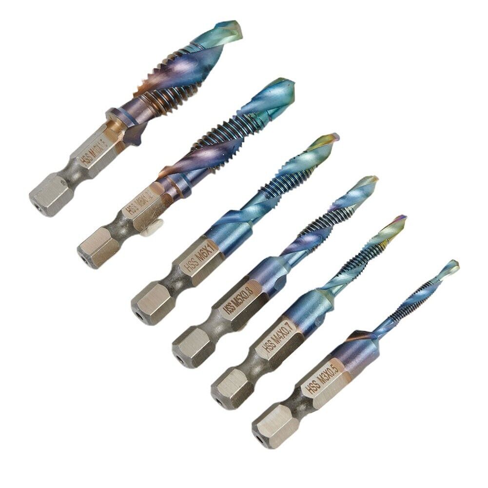 Metric Combination Drill Tap Bit Set with Spiral Flutes 7PCSET for ...