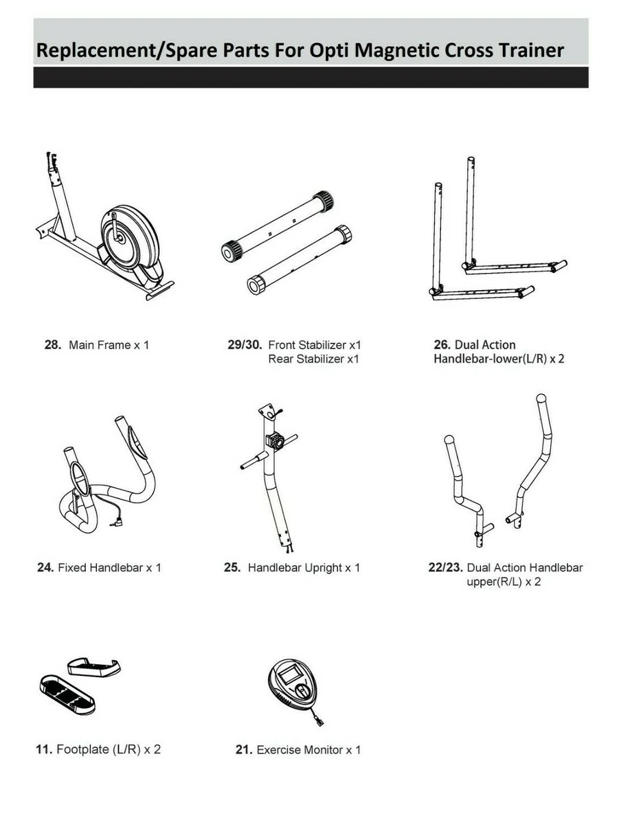 Replacement Spare Parts For Opti Magnetic Cross Trainer 3692. eBay