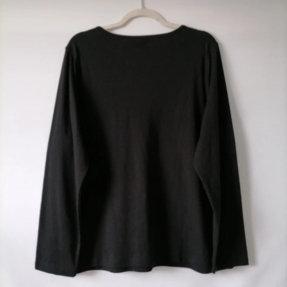 Vintage Y2K Studio Works Womens Black Embroidered Sequins V-Neck Top Size 2X - Image 4 of 4