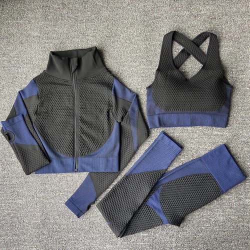 Seamless Yoga Sets Sport Gym Anzüge Wear Laufkleidung Fitnessanzug Langarm - Bild 30 von 35