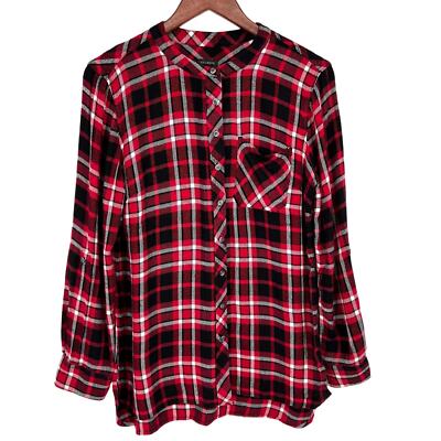 Talbots Medium Red Black Soft Plaid Flannel Christmas Festive