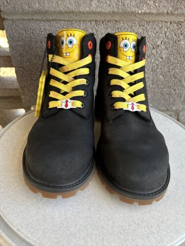 Timberland SpongeBob 6” Premium Newbuck Chukka Boot Black Kids 2.5 A256R - Picture 2 of 9