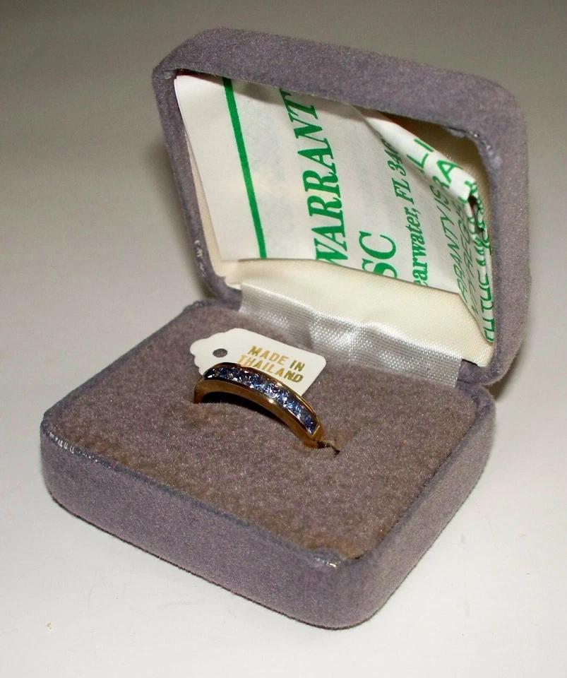NUEVO DE COLECCIÓN Anillo Alianza de Boda para Mujer 14KYG Ceilán Zafiro Azul Claro Talla 8 – G3 Foto 3 de 4