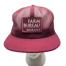 Vintage All Mesh Farm Bureau Insurance Trucker Hat Cap USA Embroidered Patch