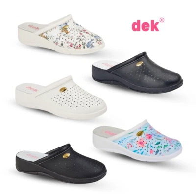 Ladies Clogs Dek Slip On Nurse Hospital Comfort Mules Anti Shock Leather Footbed - Image 1 of 4
