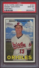 2016 Topps Heritage 157 Manny Machado Portrait Chrome Purple Referactor PSA 10