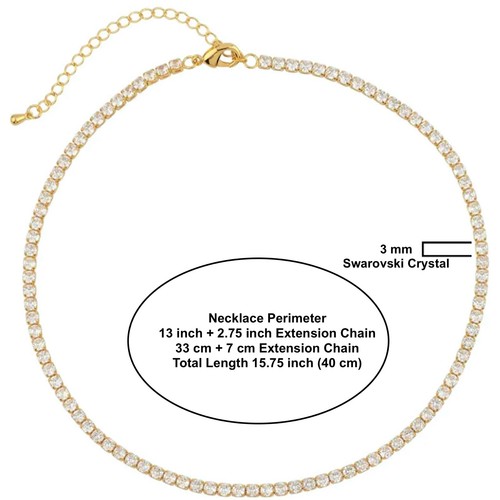 18k Gold Plated Tennis Necklace made w Swarovski Crystal 3mm Stone LOVE Pendant - Picture 18 of 21