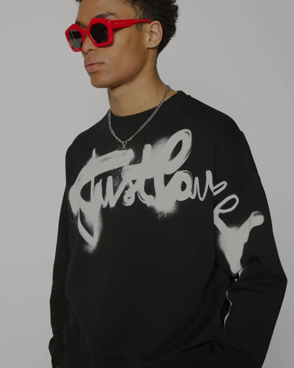 JUST CAVALLI SOHO CREW NECK SWEATSHIRT WITH SPRAY LOGO PRINT- BLACK. image 4