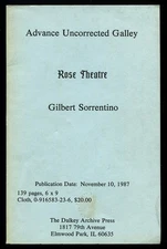 Gilbert SORRENTINO / Rose Theatre Uncorrected Proof 1st 1987