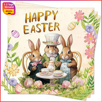 Servietten 33X33 Cm 3-Lagig Ostern Hasen Motiv Happy Easter 48 StüCk Party