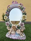 SUPERB DRESDEN MIRROR WITH CHERUBS, FLOWERS, LEAVES  & OTHER of ANTIQUE YEARS