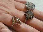 925 Sterling Silver Rings, Lot of 6 Vintage Various Colorful Gemstones