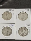 4pc Mixed Dates 50¢ Walking Liberty 90% Silver Half Dollars