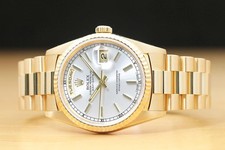 ROLEX MENS DAYDATE 18238 SILVER DIAL 18K YELLOW GOLD PRESIDENT DOUBLE QS WATCH 3