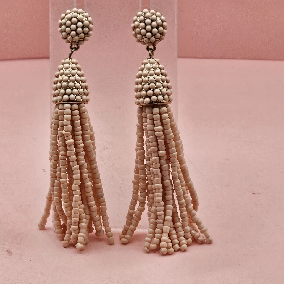 PENDIENTES COLGANTES BORLA CUENTAS CHUCHERÍA DECLARACIÓN BOHO ROSA Foto 2 de 4