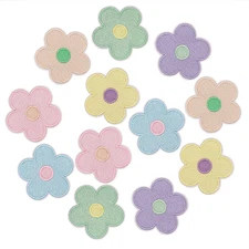 12pcs Flower Iron on Patches Embroidered Motif Applique Decoration Sew on Pat...