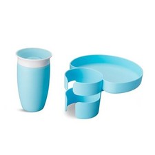 Carseat Tray with Miracle 360 Sippy Cup for Toddlers 1-3 - Travel  Road Blue