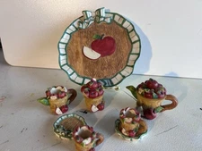 Young's Inc. Resin Apple Mini Tea Set Vintage 1997 Collectible Cute