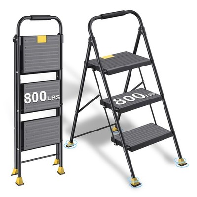 DIAMONDFORGE 3 Step Ladder Foldable Folding Stool - for Home 3 Step, Yellow