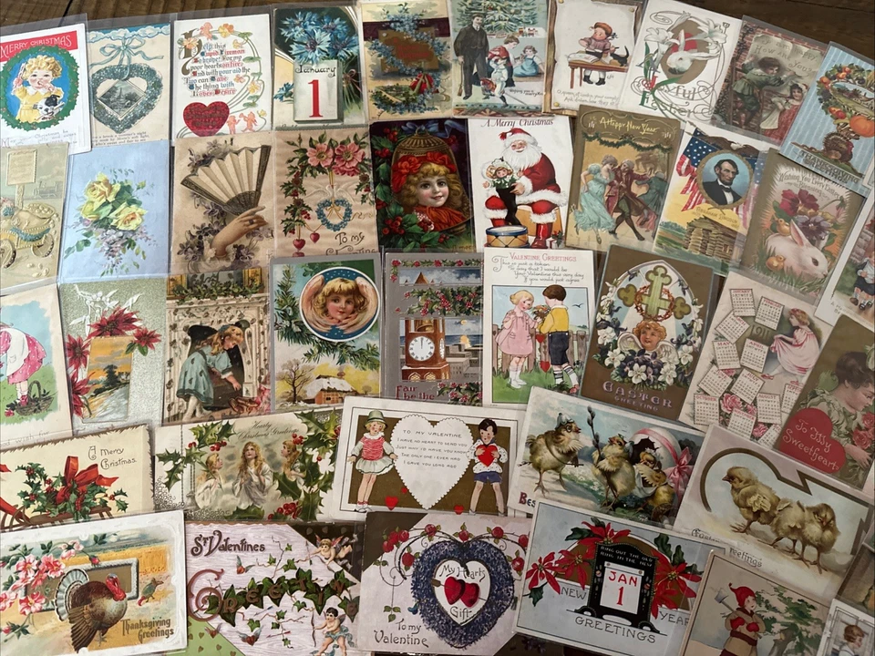 Lote de 60 postales de felicitación navideña ~ Navidad ~ Pascua ~ Acción de Gracias Santa ~ etc. ~ k623 Foto 4 de 4