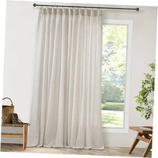Extra Wide Pinch Pleated Linen Curtains 102 100"W x 102"L (Pack of 1) Oatmeal