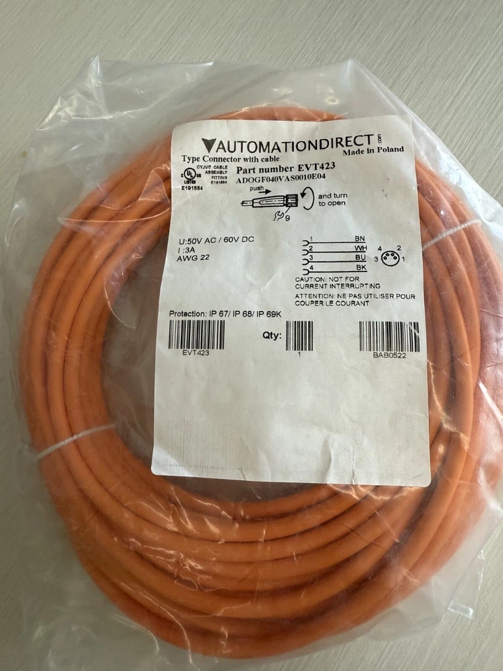 AUTOMATIONDIRECT Automation Direct EVT423 Connection Cable (NEW)