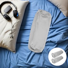 2PCS Cylinder Pillows Cover - Hidden Zippered Grey Neck Roll Bolster Pillowcase