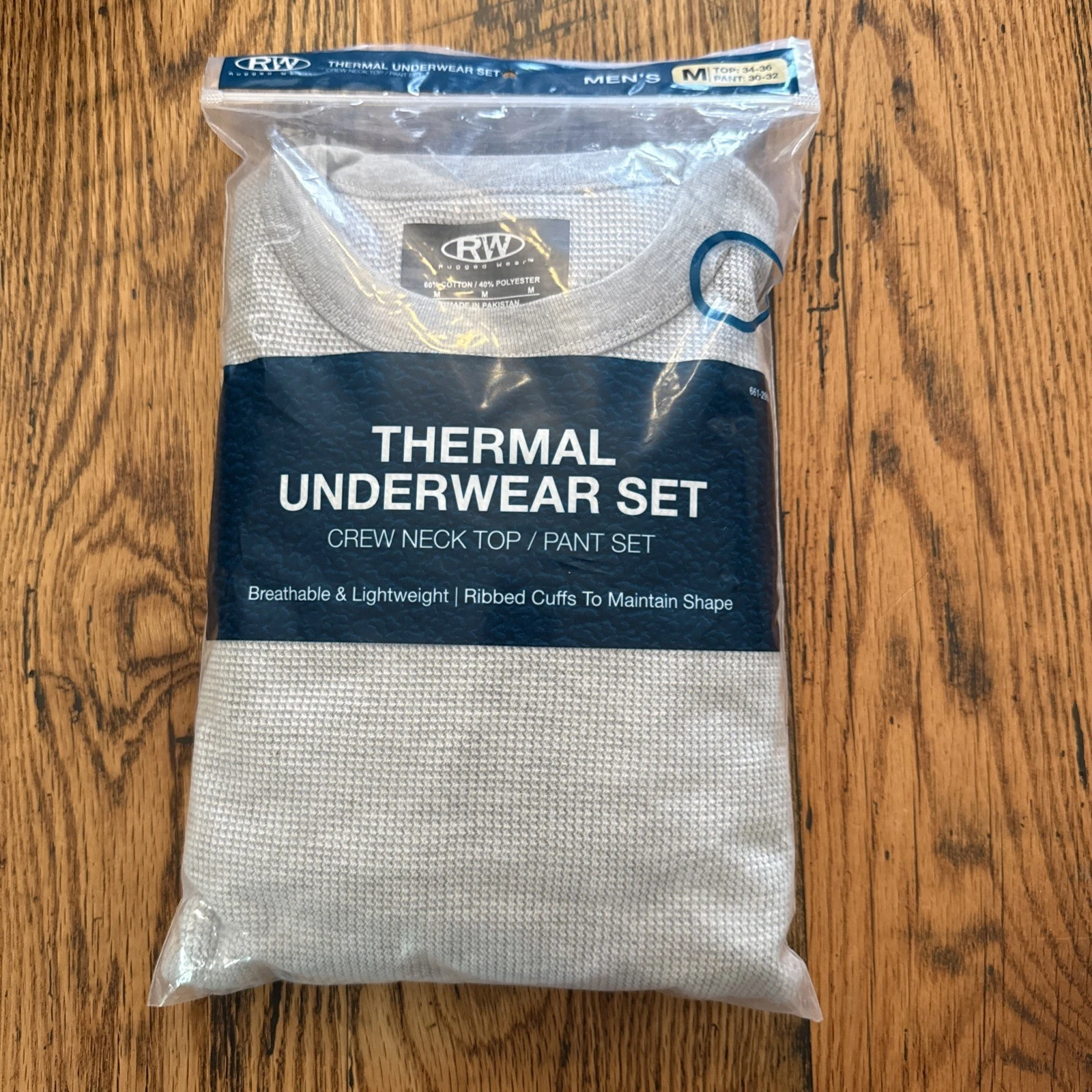 Thermal Underwear Set Rugged Wear Sz M Gray Wicking Layer Long Johns Top Bottom