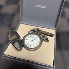 Seiko 7N21-0A10 Pocket Watch With Case and Chain