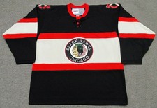 CHICAGO BLACKHAWKS 1930's CCM Vintage Black NHL Hockey Jersey  (M, L, XL, 2XL)