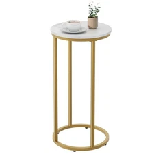 C Shaped End Table, Couch Side Tables for Living Room, Round 1pc Round-gold