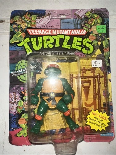 1988 TMNT Michelangelo Pop Up Mutant Display 10 Back MOSC MOC Playmate Hard Head