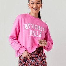 GB Fashion London Pink Beverly Hills Crop Sweatshirt Sz S