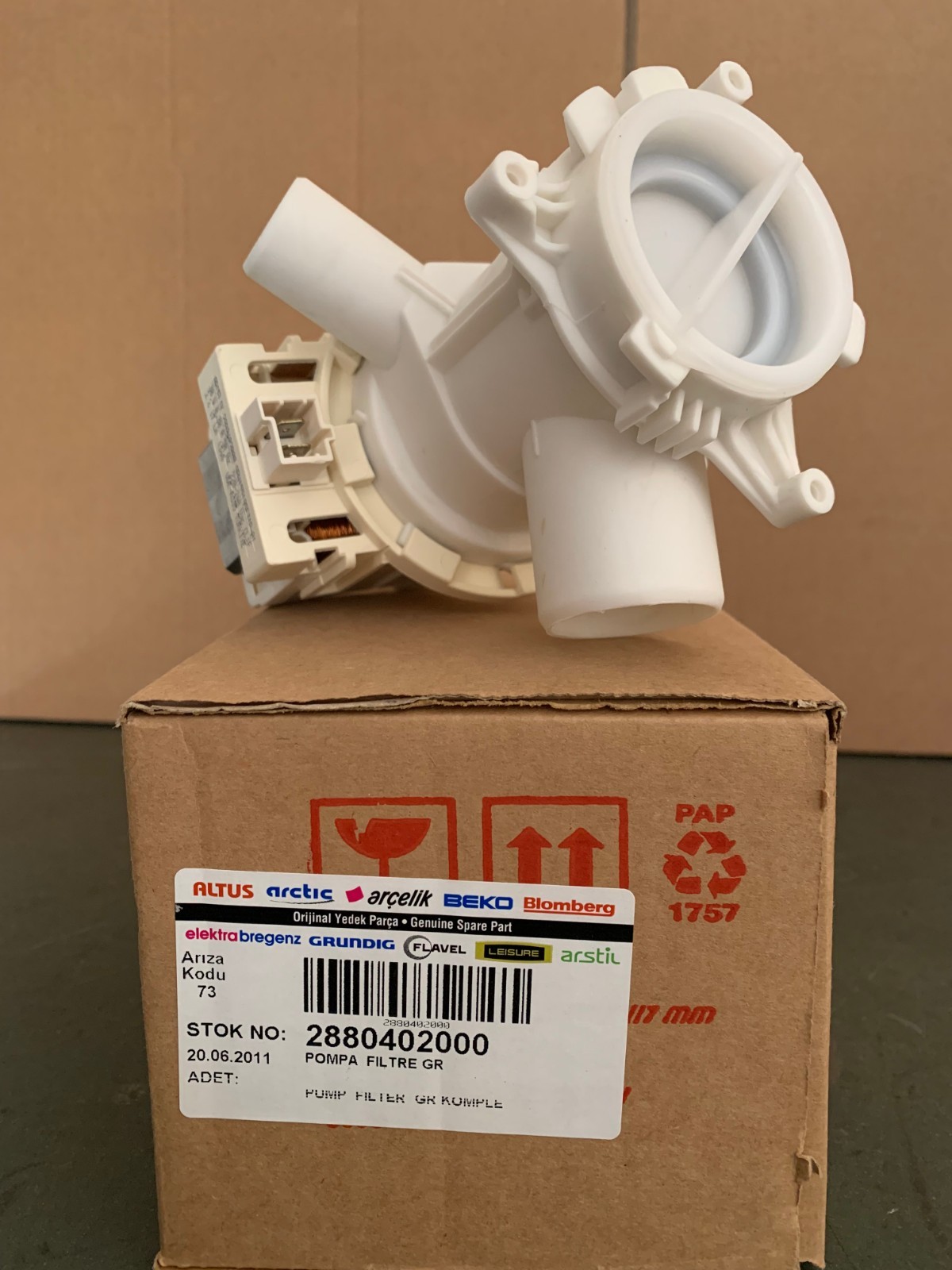Pompe de vidange 2880402000 machine à laver Beko pièce de rechange moteur évacuation eau