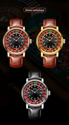 LIGE LG89161 Quarzwerk Herrenuhr Leuchtende Roulette Casino-Uhr NEU&OVP Vom Werk