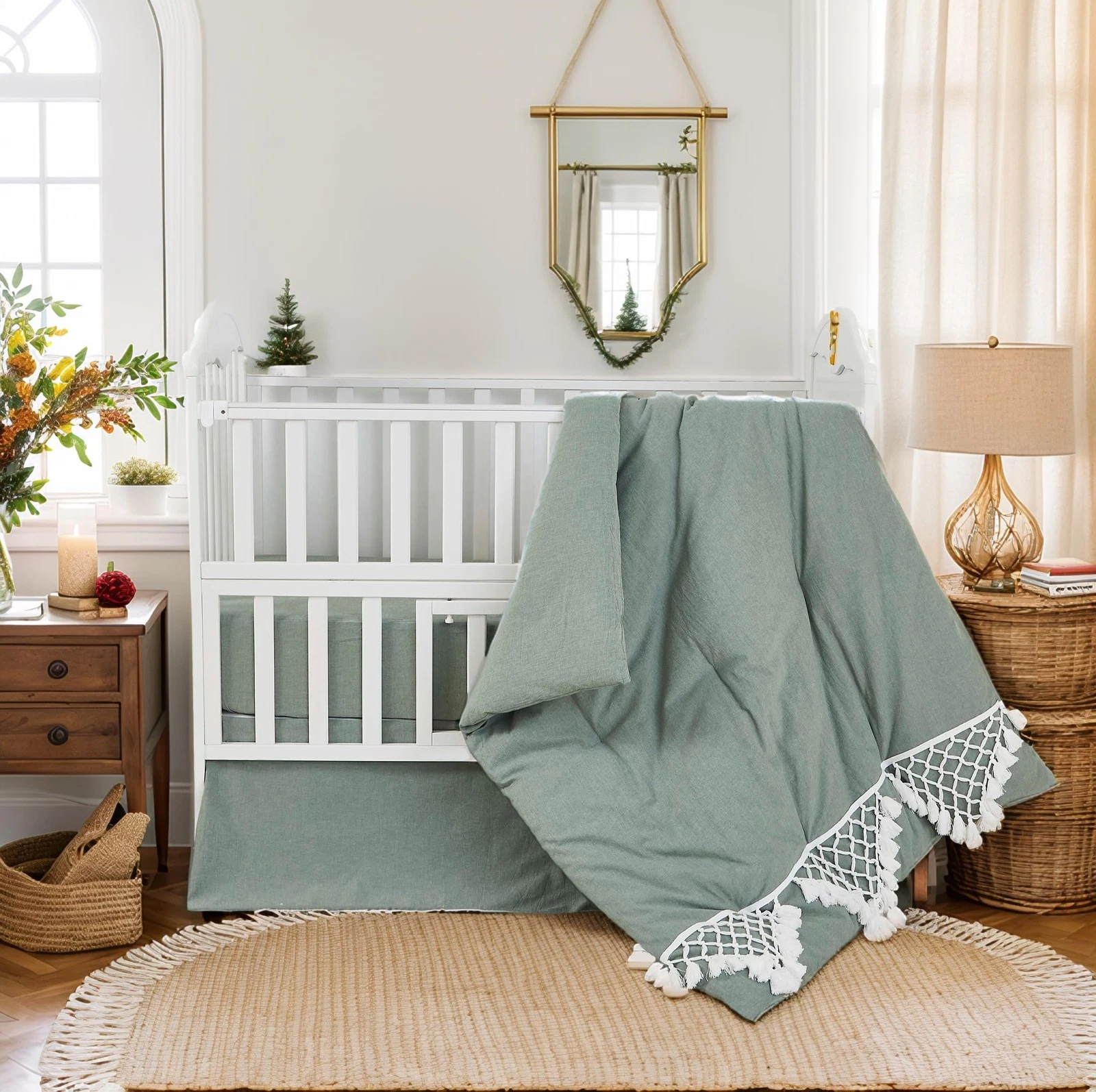 Gender Neutral Boho Bohemian Baby Girl Boy Nursery Crib Bedding Set - 6pc - S...